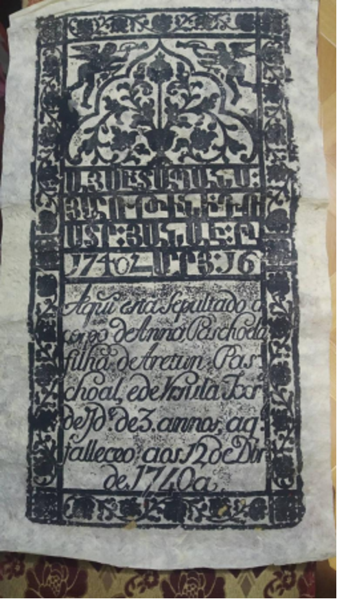 4. The ink copy of an Armenian tombstone in 1740, written in Armenian and Dutch and found in an antique black market. (Photo credit: Thet Oo Maung)